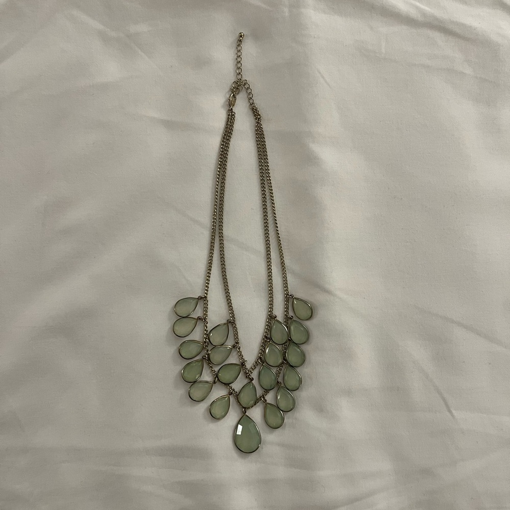 Banana Republic Green Teardrop Statement Necklace